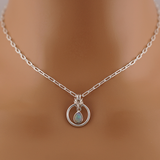 Sterling Silver Paperclip Chain Opal Teardrop