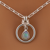 Sterling Silver Paperclip Chain Opal Teardrop