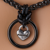 Custom Heart Pendant Black Wheat Chain