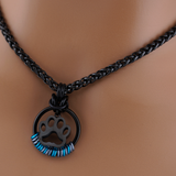 Black Puppy Paw Morse Code Day Collar