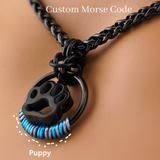 Black Puppy Paw Morse Code Day Collar