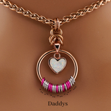 Rose Gold Morse Code O-Ring Day Collar with Lab Opal Heart