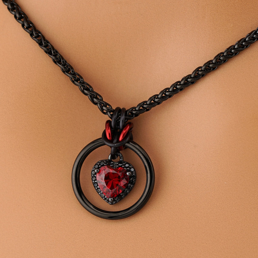 Ruby Heart & Black Stones