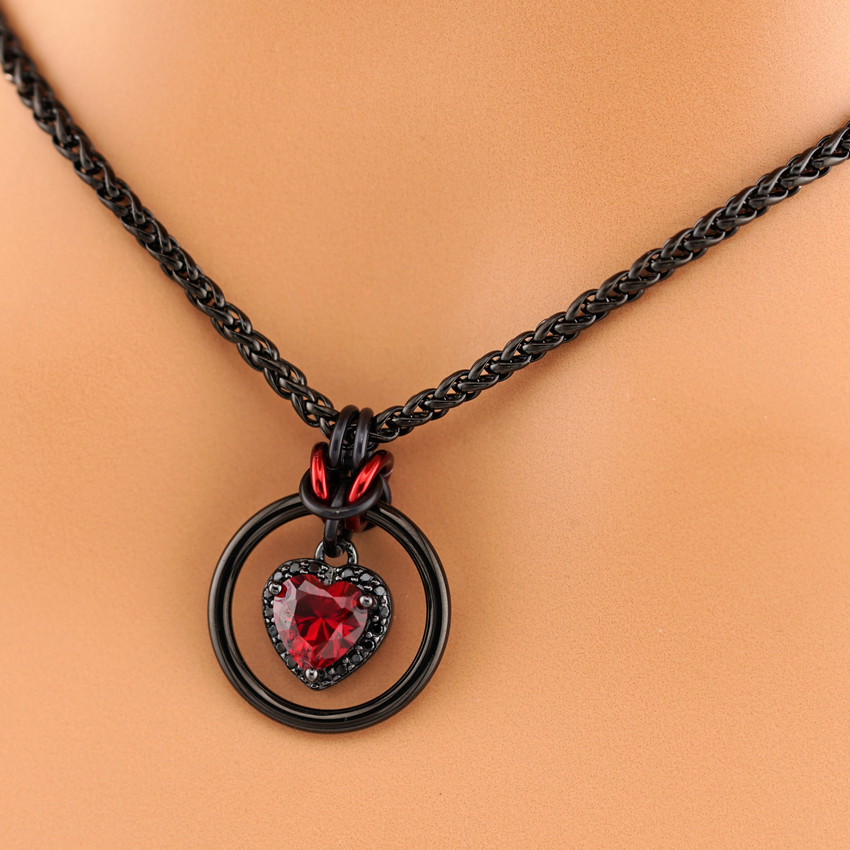 Ruby Heart & Black Stones