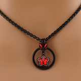 Discreet Submissive Day Collar with Ruby Star & Chainmaille Accent