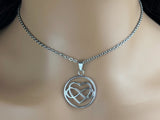 Polyamorous Infinity Heart O Ring Necklace Discreet Day Collar, Locking Options 24/7 Wear
