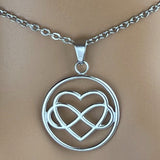 Polyamorous Infinity Heart O Ring Necklace Discreet Day Collar, Locking Options 24/7 Wear