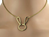 Submissive Day Collar, Gold Bunny Necklace with Locking Options
