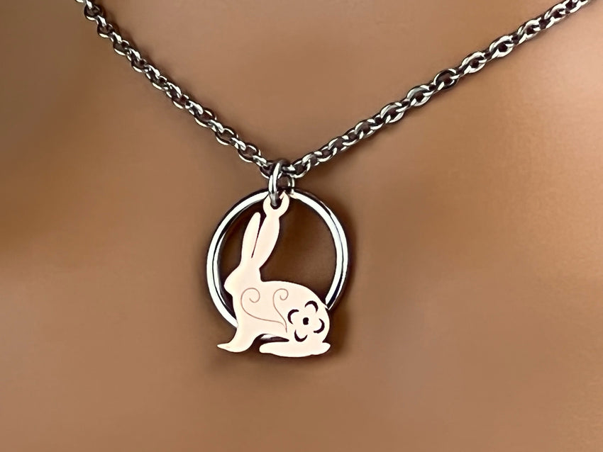 Two-Toned Submissive Necklace, BDSM O Ring with Bunny Day Collar