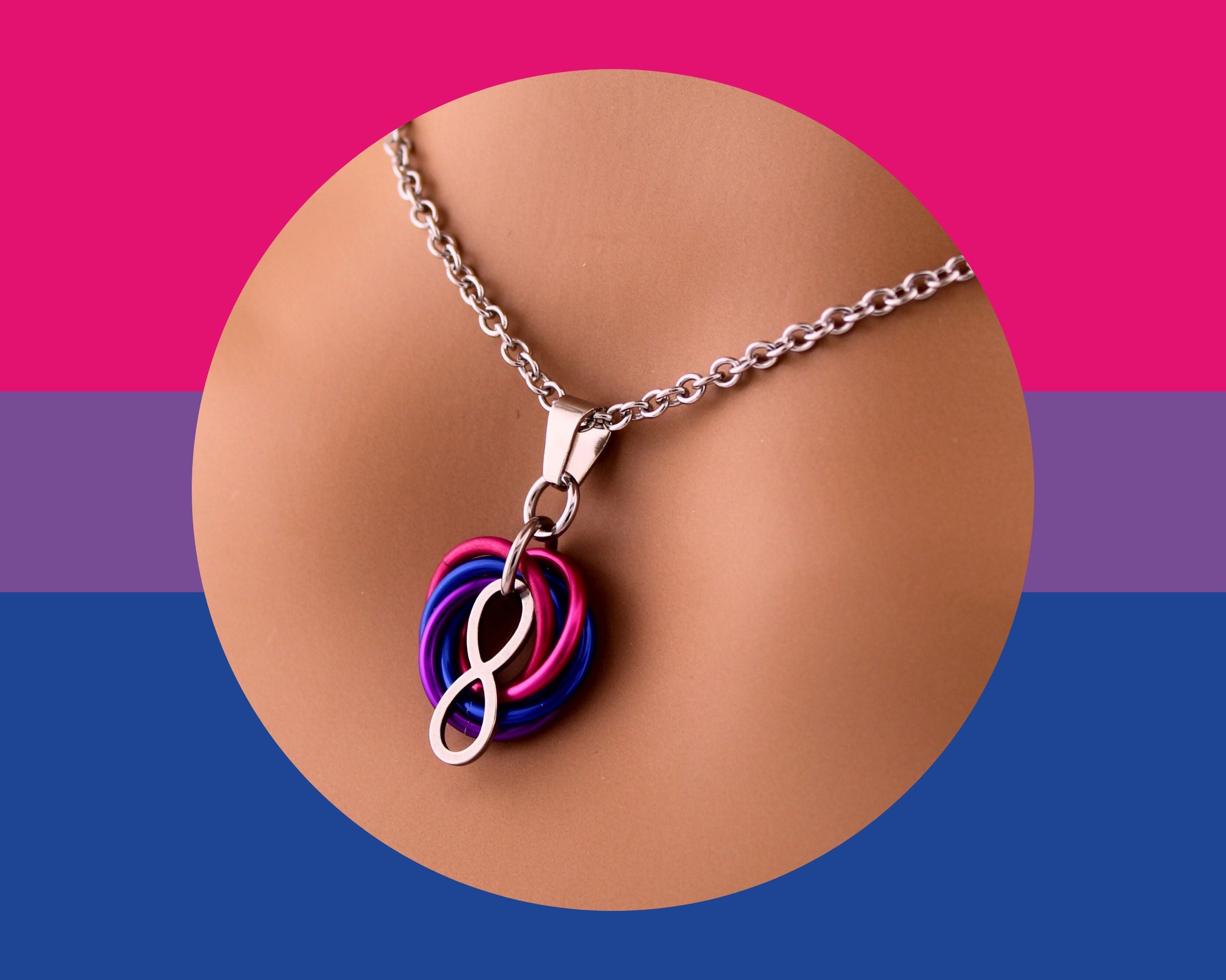 Bisexual Infinity Pride Necklace, Lesbian Gifts, O Ring Necklace