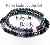 Morse Code Bracelet Set, Daddy, Master, Baby Girl, Little One, Owned