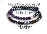 Morse Code Bracelet Set, Daddy, Master, Baby Girl, Little One, Owned