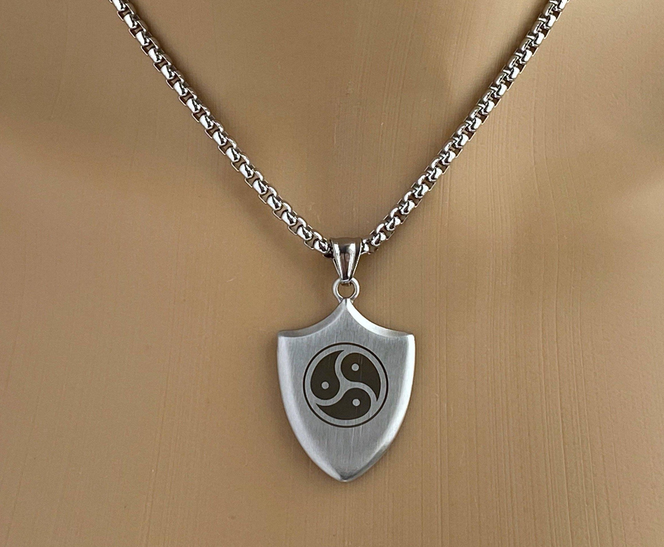 KEY NECKLACE, BDSM TRISKELION EMBLEM, DISCREET BDSM SYMBOL