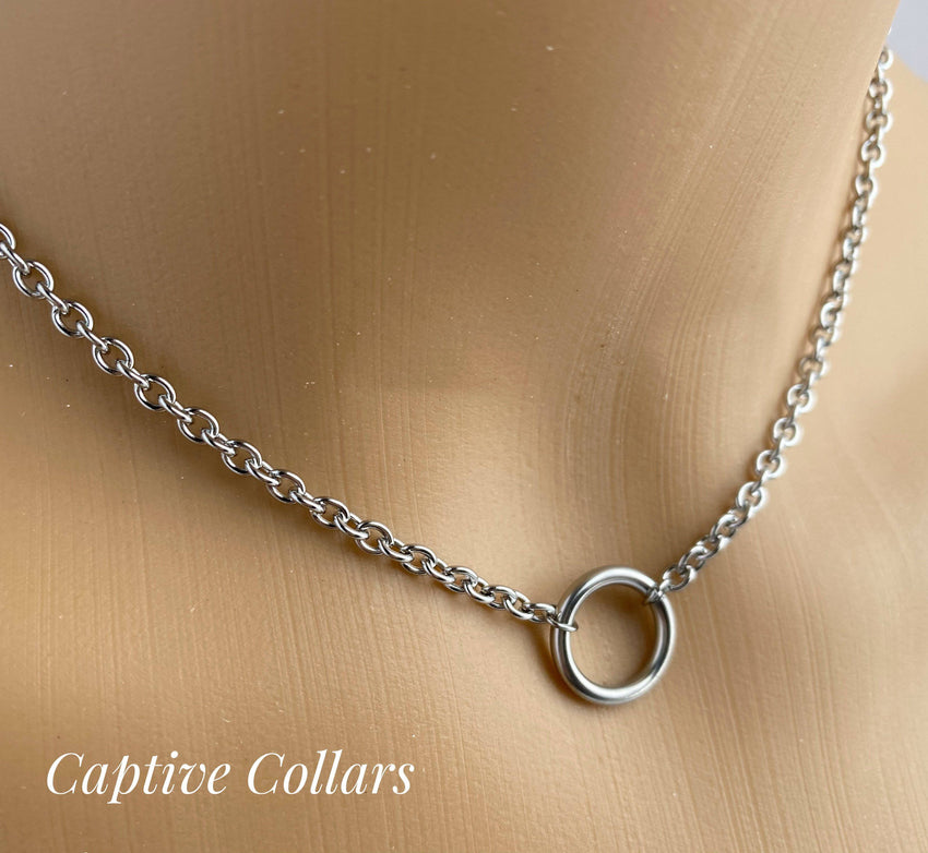 Submissive Discreet Day Necklace, O Ring Owned Collar of Protection 24/7 Wear