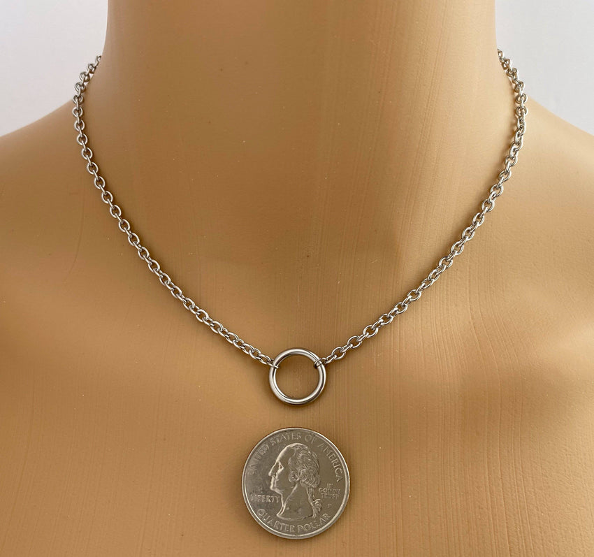 Submissive Discreet Day Necklace, O Ring Owned Collar of Protection 24/7 Wear