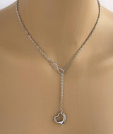Submissive Y Necklace, Infinity Heart Discreet Day Collar 24/7 Wear