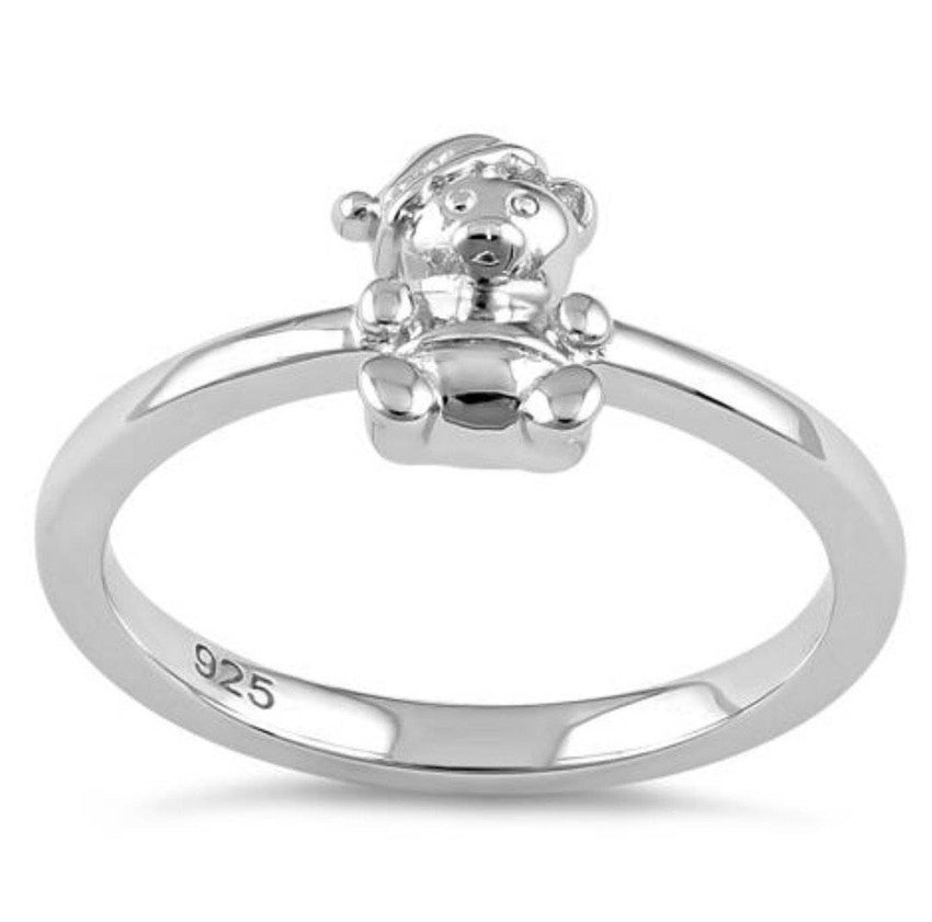 Winter Teddy Bear .925 Sterling Silver Ring