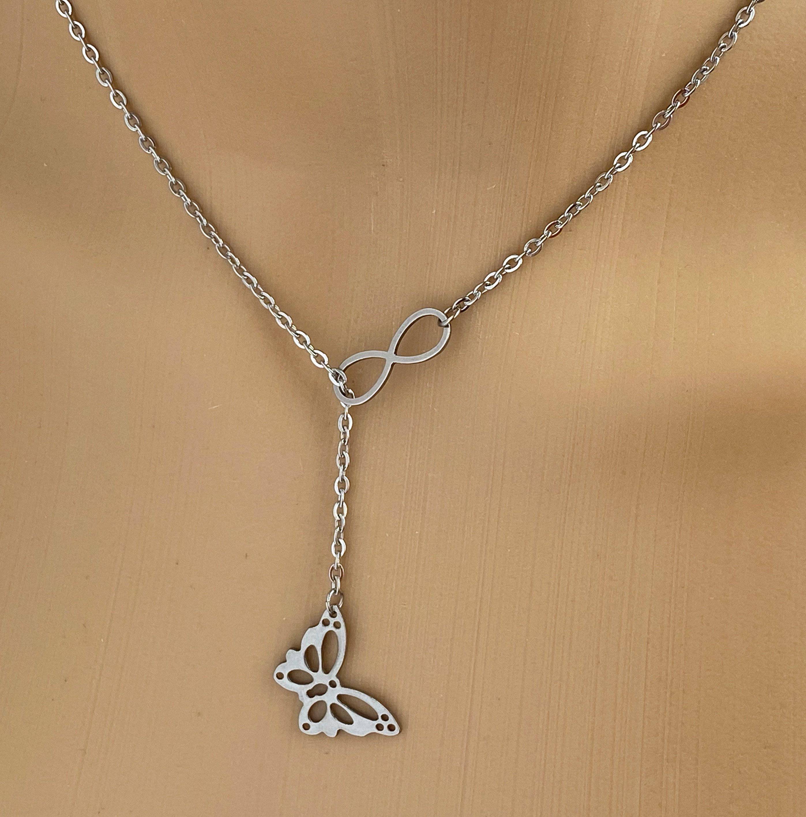 Butterfly Lock Chain Necklace Silver