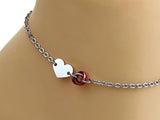 Submissive Day Collar Bracelet or Anklet – Stainless Steel Heart & Micro Lovers O-Ring Knot
