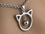 Sterling Silver Kitten with Bell, 24/7 wear with Locking Options