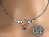 Submissive Day Collar - Angel Wings Necklace - Pick your color - Locking Option - 24/7 Wear