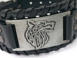 Leather Men's Wolf Bracelet, Master