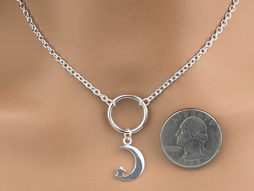Sterling Silver, O Ring Moon and Star