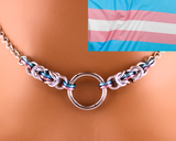 Transgender Necklace, O Ring Chainmaille Collar, LGBTQ Pride 24-7 Wear