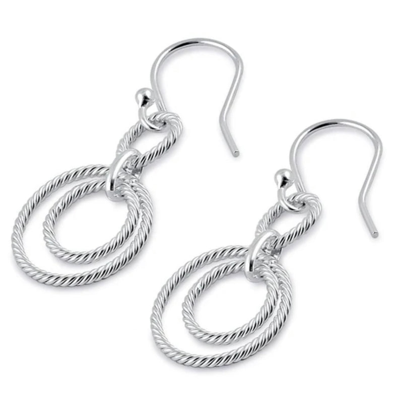 Sterling Silver Rope O Ring Earrings