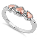 Sterling Silver Polyamory Triple Heart Ring