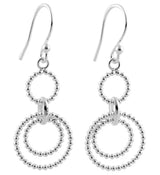 Sterling Silver Beaded O Ring Earrings
