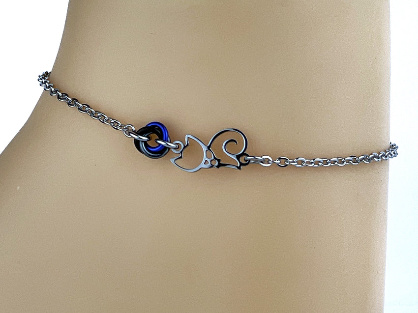 Anklet Kitten with Lovers O Ring