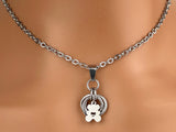 Teddy Bear O Ring Necklace- 24/7 Wear, Locking Option