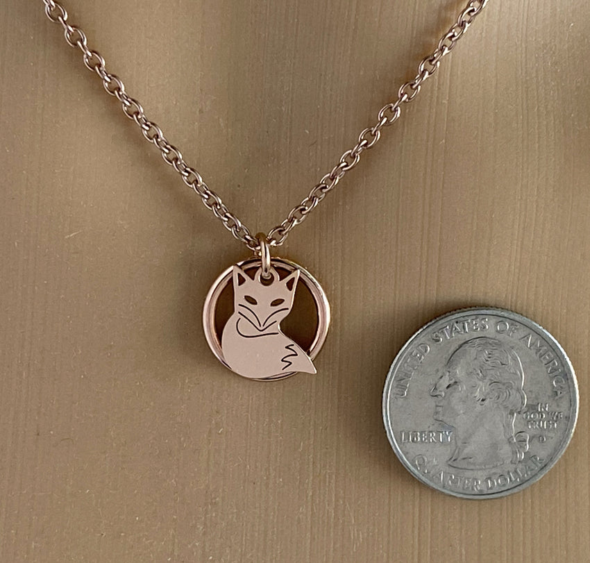 Submissive Day Collar, Rose Gold Fox and BDSM O Ring Necklace Pet Play