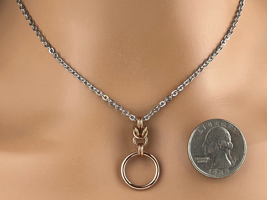 Rose Gold BDSM O Ring Sterling Silver Necklace