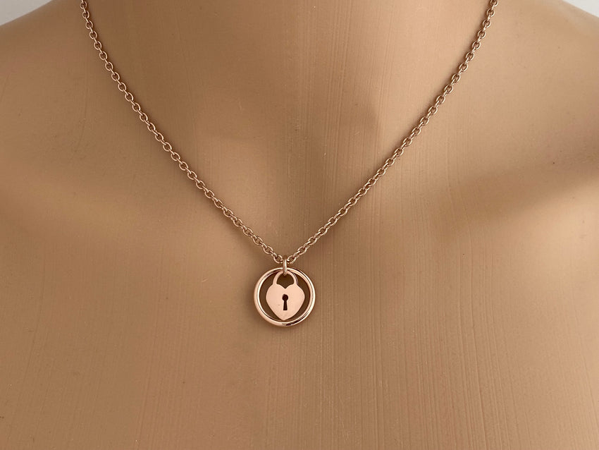 Rose Gold Heart Lock O