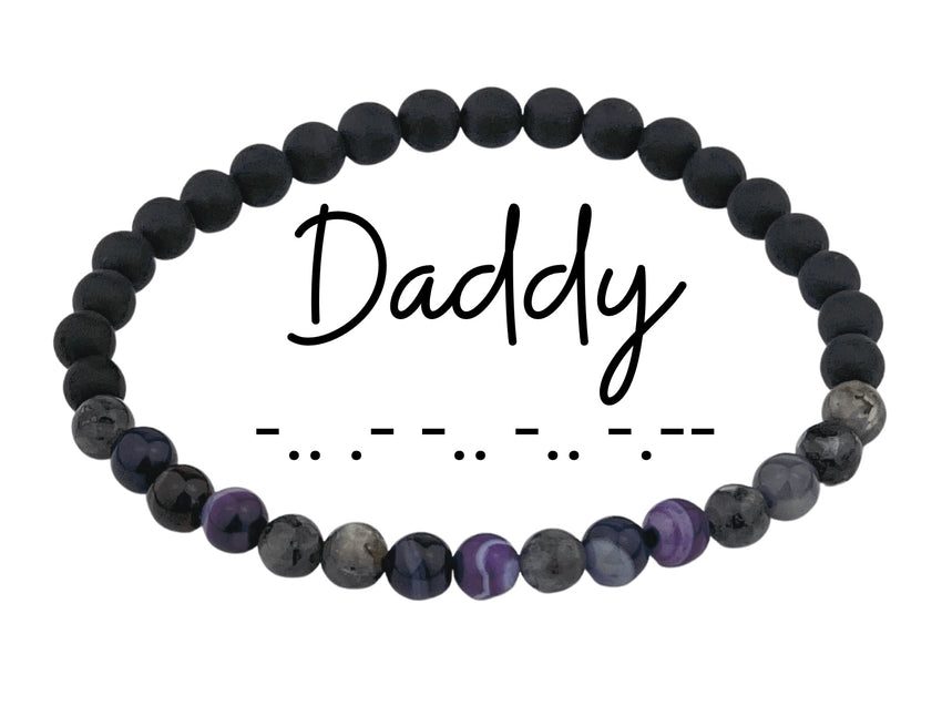 Morse Code Bracelet Set, Daddy, Owned Loved, Baby Girl
