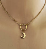 Gold Moon and Star on O ring with Locking Options