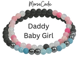 Morse Code Bracelet Set Daddy, Baby Girl, Kitten, Little One, Princess