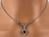 Sterling Silver Blue Sapphire CZ Heart