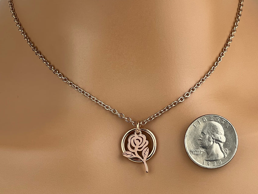 Rose Gold BDSM O Ring with Rose - Locking options