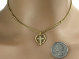 Submissive Necklace Gold Cross- Locking Option - Discreet Day Collar - BDSM O Ring