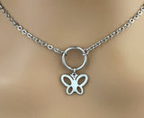Submissive Necklace Discreet O Ring Butterfly Day Collar 24/7 Wear with Locking Options