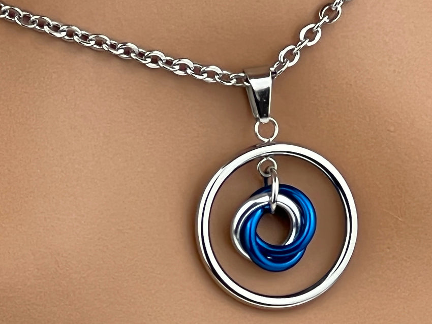 Submissive Day Collar -Floating Circle Pendant with Lovers O Ring Necklace - 24/7 Wear Locking Options