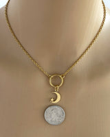 Gold Moon and Star on O ring with Locking Options