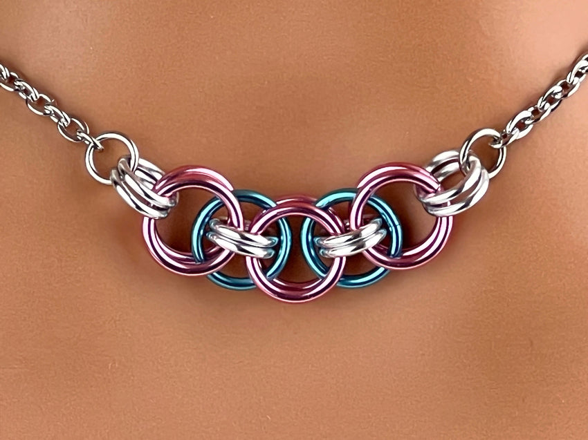 Transgender Necklace, LGBTQ Trans Pride Necklace  - 24/7 Wear Non Tarnish