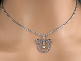 Sterling Silver Kitten with Bell, 24/7 wear with Locking Options