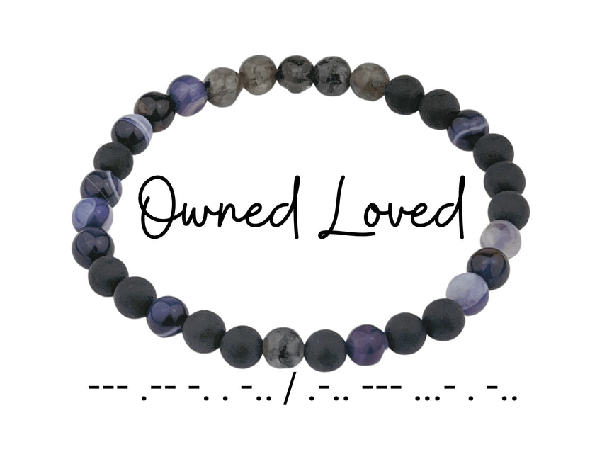 Morse Code Bracelet Set, Daddy, Owned Loved, Baby Girl