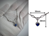 Sterling Silver Blue Sapphire CZ Heart