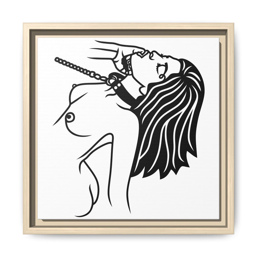 Minimalist BDSM Line Art Framed Canvas | Ball Gag Wall Art | Modern Alternative Lifestyle Décor